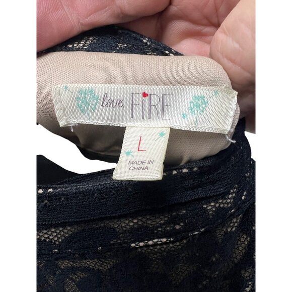 Love, Fire Overlay Lace Dress L Black Sleeveless Cut Out Witchy Whimsygoth Party - Picture 2 of 11